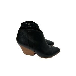 Eileen Fisher Size 6.5 Black Leather Heeled Booties